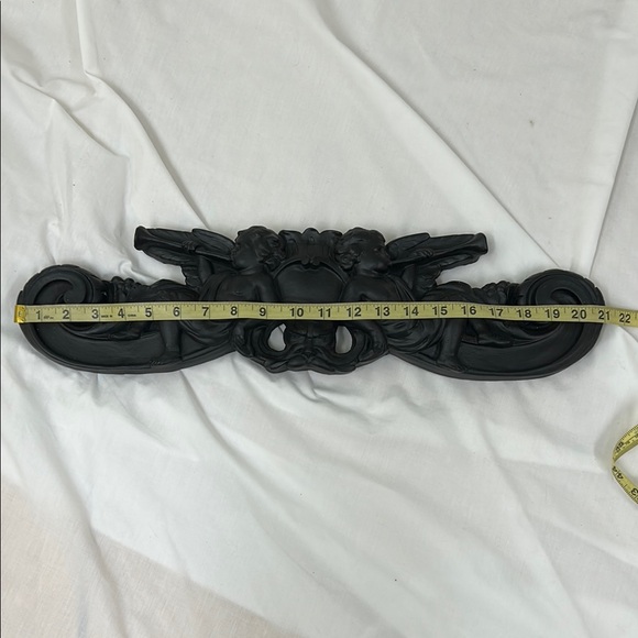 Vintage Plaster Black Decorative Cherubs Angels with Gargoyle Wall Hanging - Picture 11 of 13